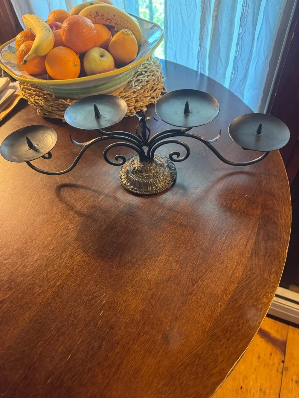 Homemade Art Decorative Black Metal 4 Arm Candle Holder